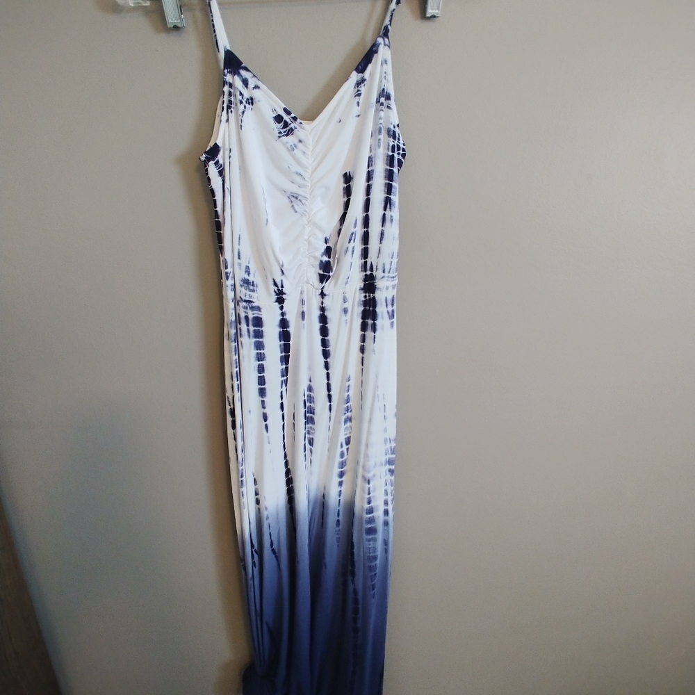Blue and white tie dye maxi dress